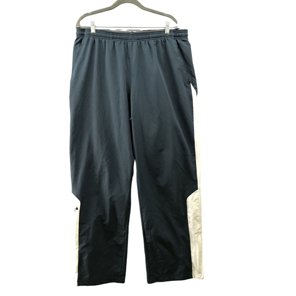 Under Armour UA Straight Leg Track Pants Mens XL Gray White Warm Up‎ Loose